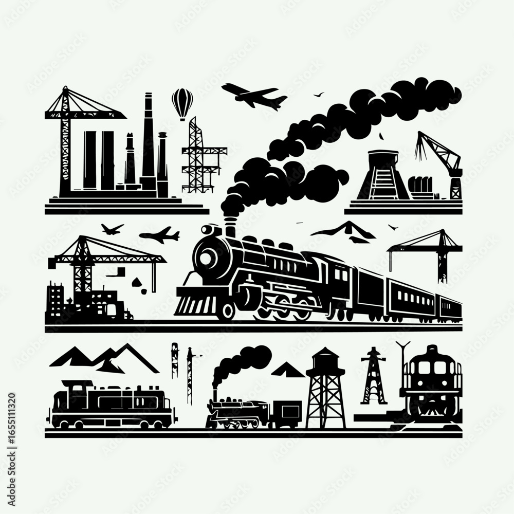 Obraz premium steam train vector illustration