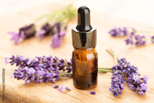 Lavender essential oil still life. Herbal remedies
