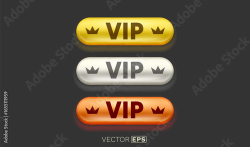 Button Vip, frame label, event bar casino, show signboard. Vector illustration