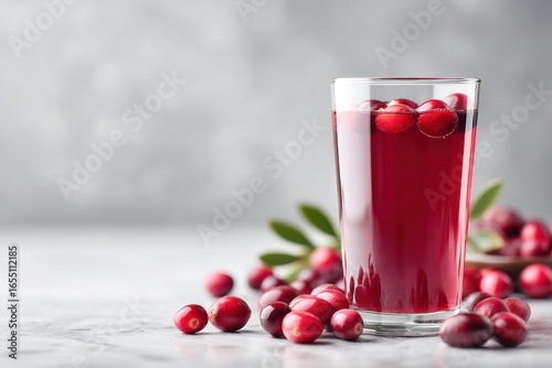 Wallpaper Mural Refreshing rich cranberry juice served in a tall glass with fresh cranberries on a white marble background Torontodigital.ca