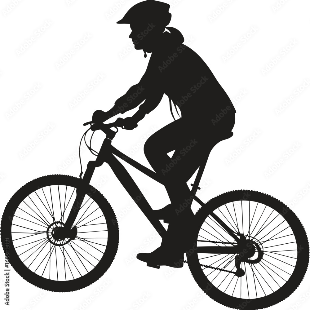 Fototapeta premium Person riding bicycle silhouette