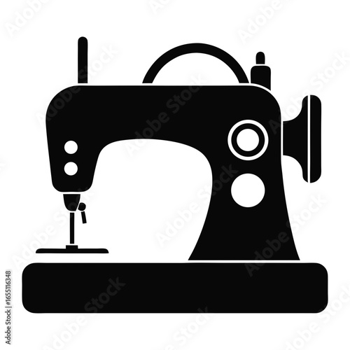 Silhouette vector art illustration of a digital sewing machine