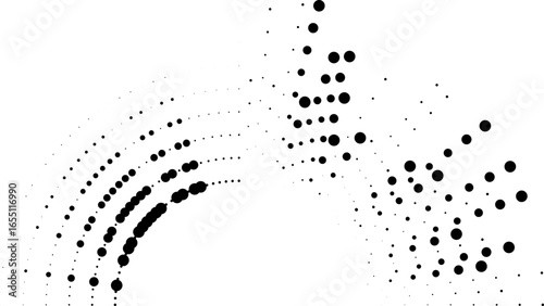 Semi-circular dotted rays covering only one quarter of the circle in an irregular arrangement.