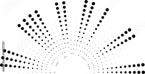 Semi-circular dotted short rays arranged around a central space.