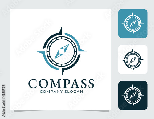 Compass Logo Design. Direction And Navigation Symbol In Linear Geometric Style.