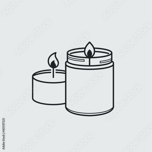 Scented Candle Logo Design. Elegant Candle Icon With Soft Flame For Spa, Aroma Or Home Decor.