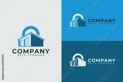 Self Storage Lock Logo Design. Padlock And Building Icon In Clean Linear Style For Storage Services.