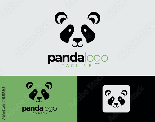 Panda Head Logo. Adorable Animal Mascot Symbol.