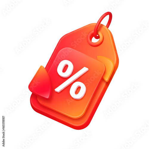 red sale tag with percent discount