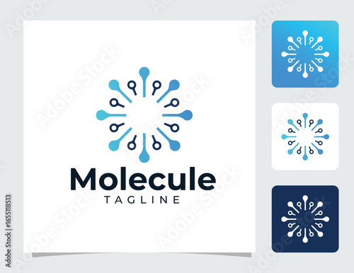 Molecule Circle Logo. Scientific Symbol In Round Form.