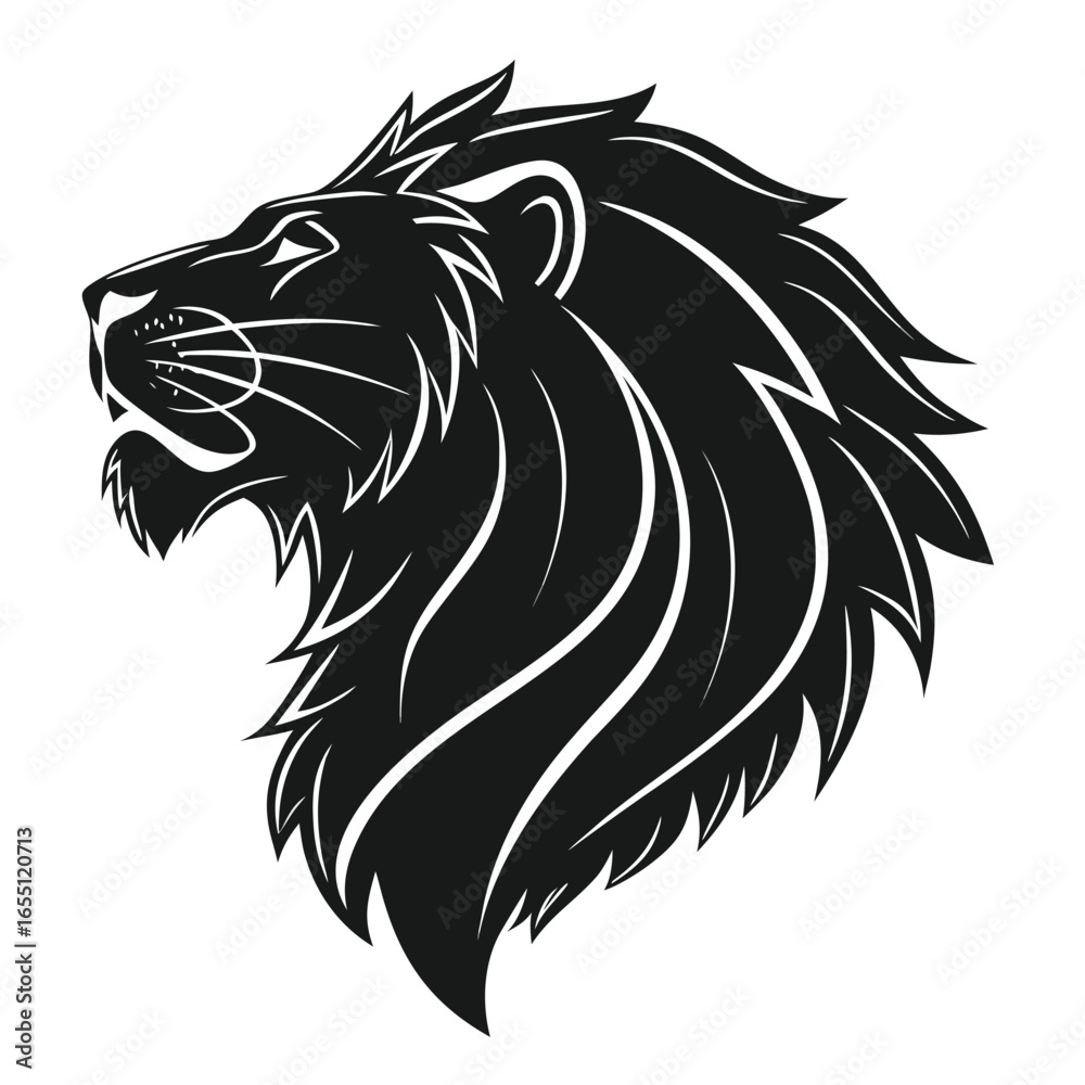 Fototapeta premium Stone lion head silhouette