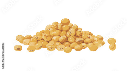 Pile of Golden Soybeans Isolated on White Background for Healthy Eating and Vegan Lifestyle