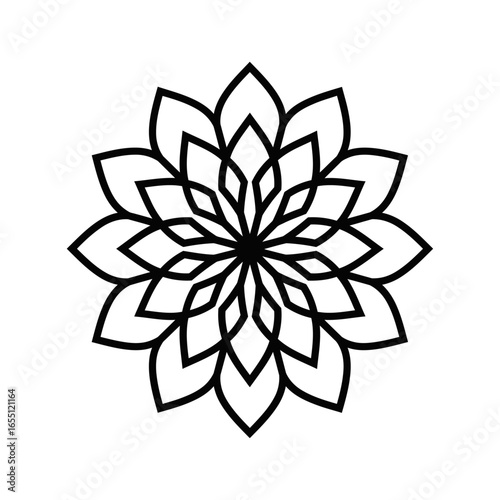 Minimal mandala silhouette vector with simple circular pattern and clean symmetry design