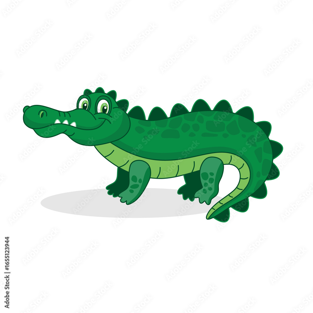 Fototapeta premium Crocodile cartoon on a white background. Vector illustration with a crocodile in cartoon style. A baby crocodile.