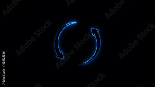 Wallpaper Mural Glowing neon recycling circle arrow on black background Torontodigital.ca