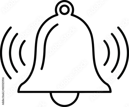 Ringing Bell Icon with Sound Waves Notification Symbol.