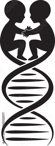 Genetic Blueprint of Life Two Children DNA Double Helix Strand Molecular Biology Concept