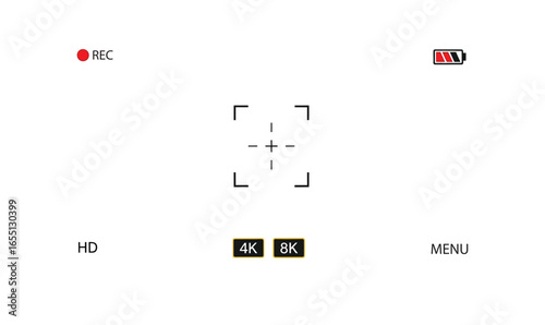Camera viewfinder screen display isolated on white background
