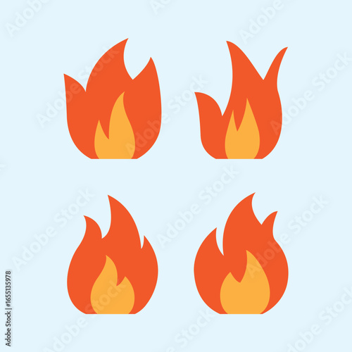 Assortment of flames in flat design

