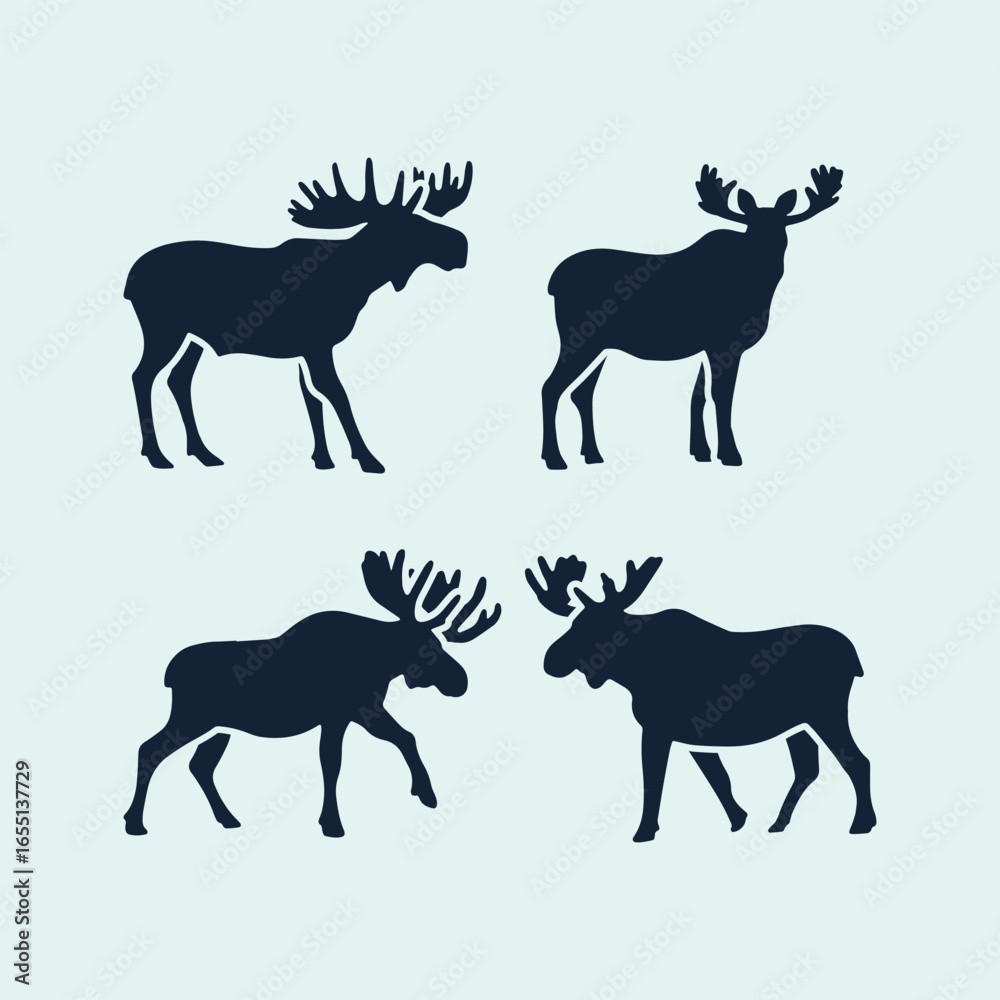 Fototapeta premium Hand drawn animals silhouette set 