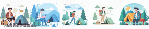 vector of young man camping
