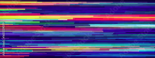Gamer glitch background with pixel cyberpunk effects and digital screen distortion. Abstract blue noise patterns and static overlays for video game art. Retrowave light effects with geometric shapes.
