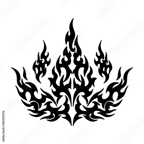 Black Tribal Fire Flame Graphic: A powerful black tribal or fire flame graphic that can be used in motion designer, digital art, and sports brand logo creation.