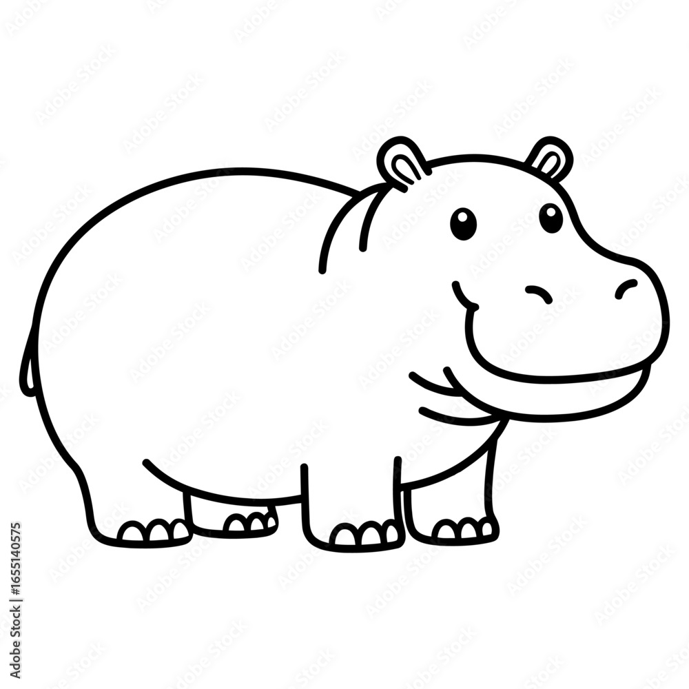Obraz premium Cute Hippo Vector Illustration | Funny Cartoon Hippopotamus Mascot for Kids Content and Design Projects