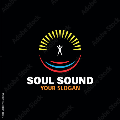 soul sound waves logo design vector