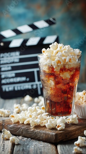 Delicious Popcorn and Cola in a Cozy Setup for Movie Night at Home.