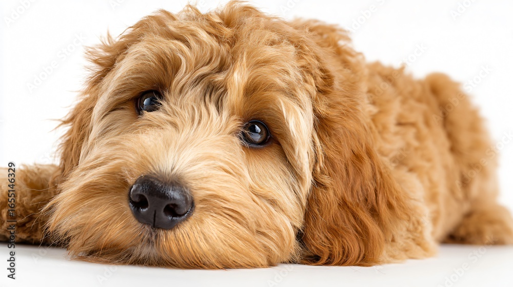 Fototapeta premium Professional Golden Doodle Dog on White Background for Stock Photos