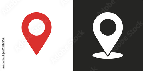 editable eps ai location pin icon duo red white map marker vector for modern navigation app web and print design use