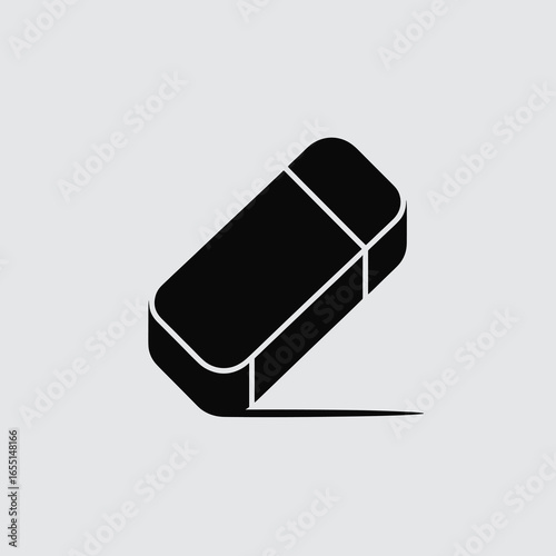 black vector silhouette of a classic rectangular eraser with slightly rounded corners
