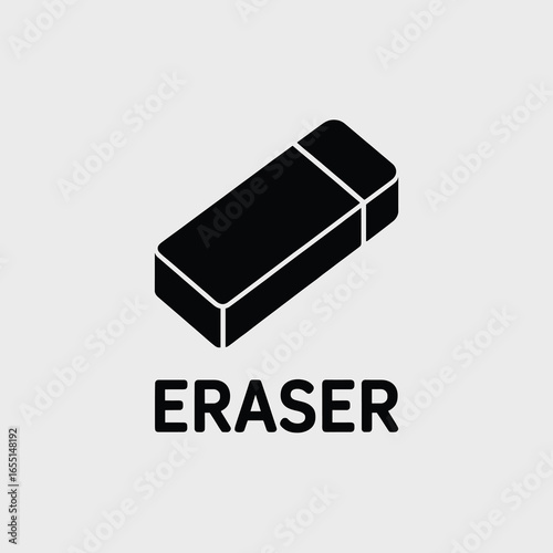 black vector silhouette of a classic rectangular eraser with slightly rounded corners