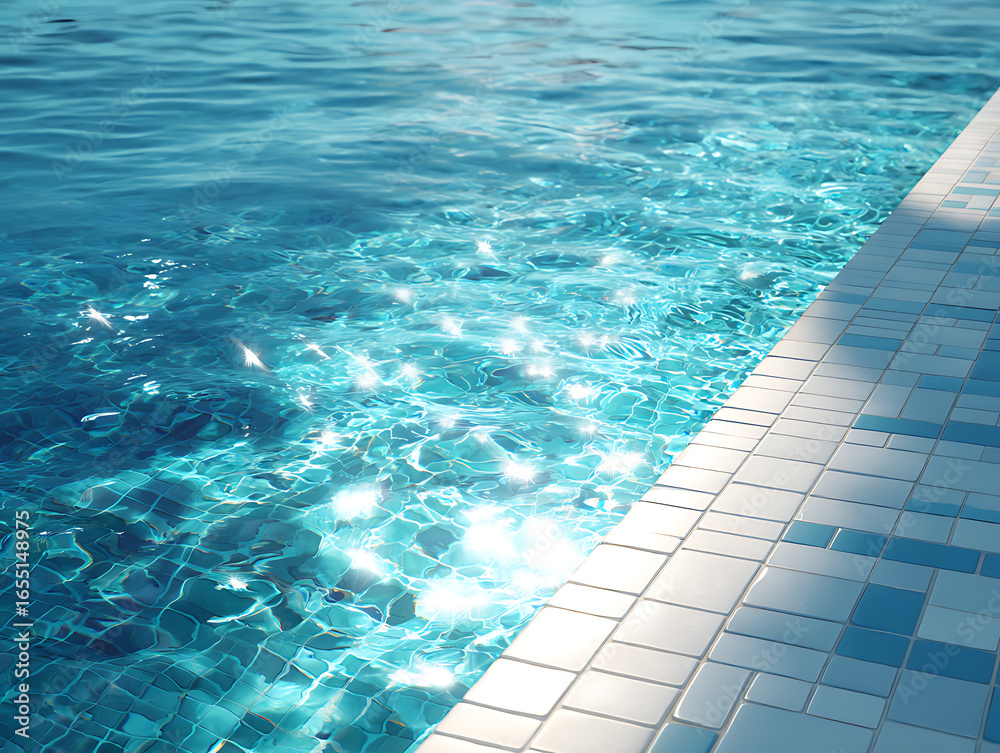 Obraz premium Swimming pool with clean, light-colored tiled edges