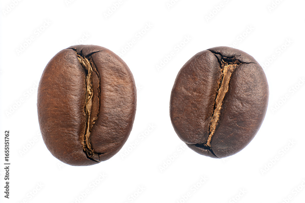 Obraz premium two coffee beans with a white background