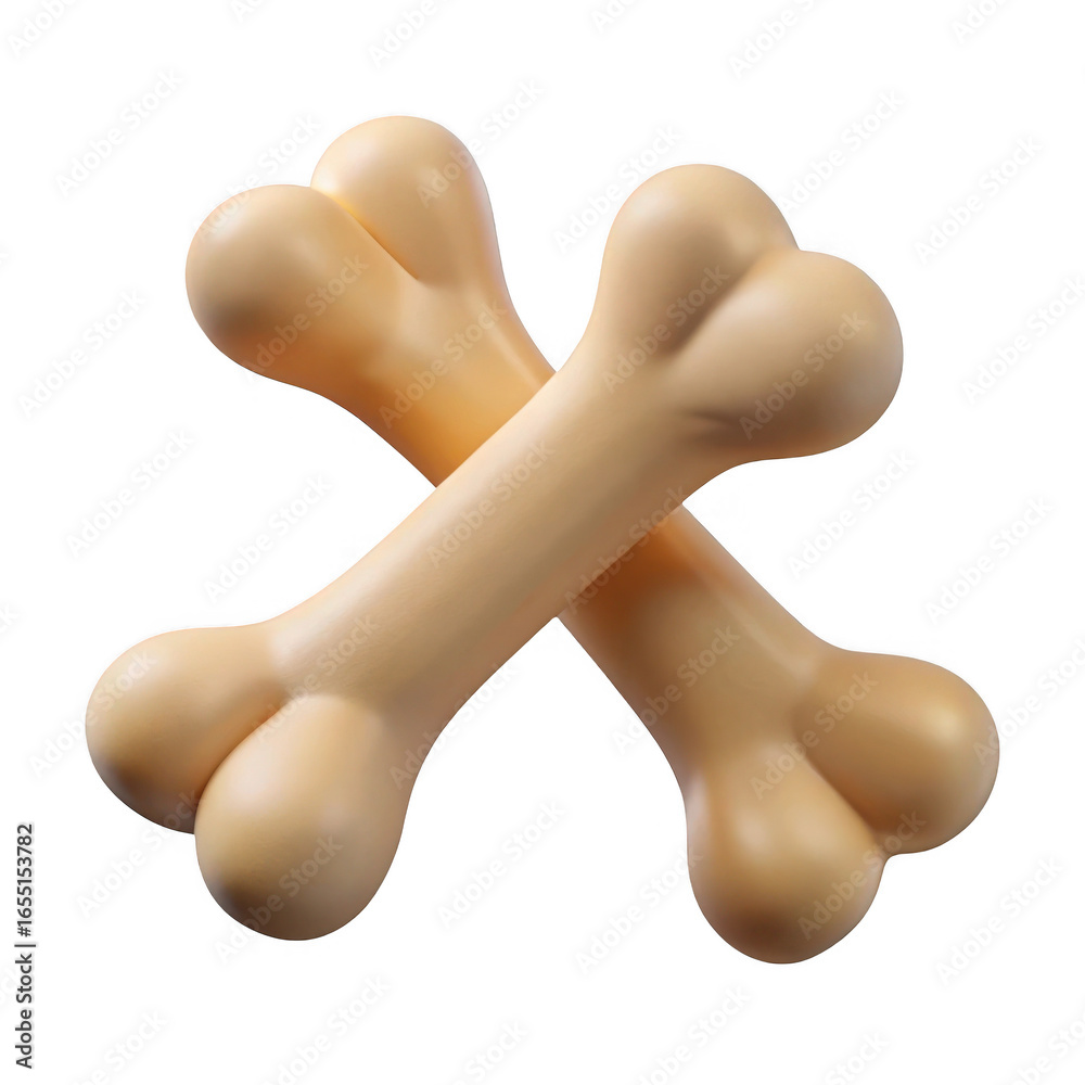 Fototapeta premium 3d realistic dog bones crossed isolated on transparent background