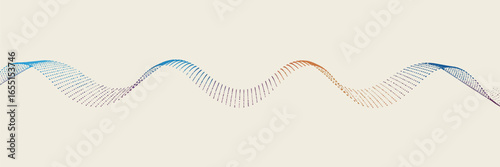 Abstract representation of a wave pattern with gradient color transition on a light background view from side