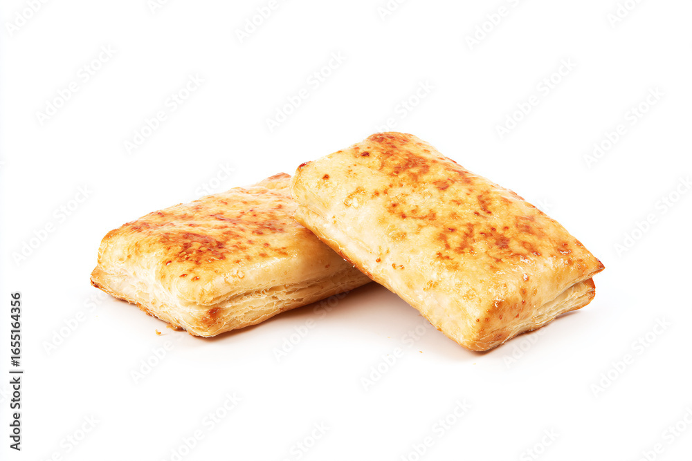 Fototapeta premium two pieces of bread on a white surface
