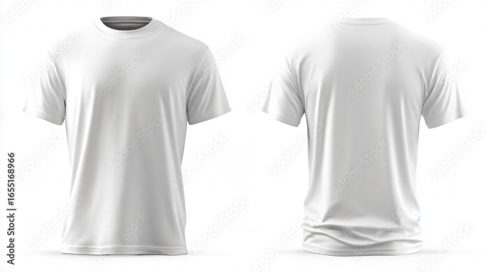 Professional White T-shirt Template with Natural Background from Two Sides Professional White T-shirt Template with Natural Background from Two Sides