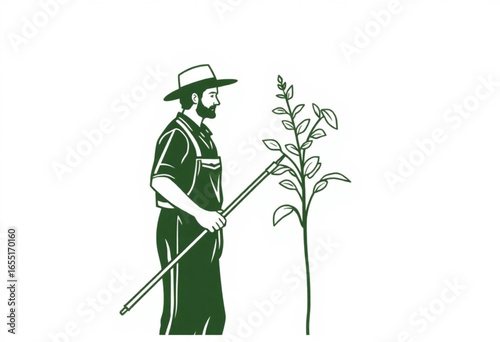 Homem plantando uma árvore.
