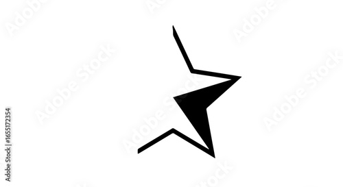 Minimalist black star icon with a split design half solid fill and half linear outline.