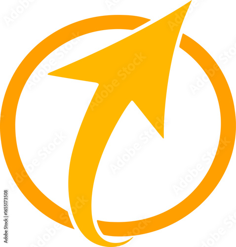 YELLOW ARROW GOING AROUND IN A CIRCLE - LOGO - APP OR BUTTON