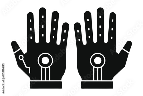 Robotic hands in futuristic style represent the future of virtual reality interfaces