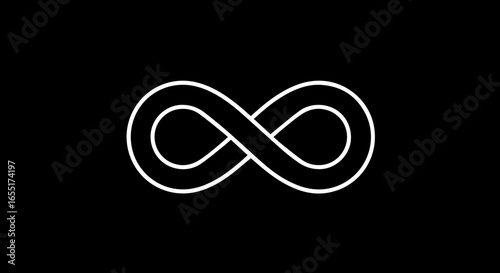 Minimalist white outline of an infinity symbol with an overlapping continuous loop.