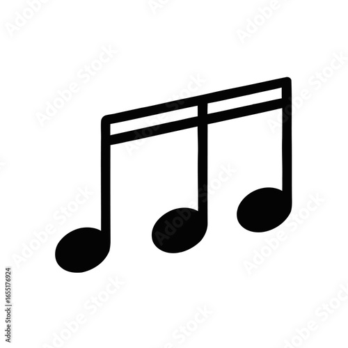 Eighth Musical Note Symbol with Two Flags Displaying Rhythmic Representation