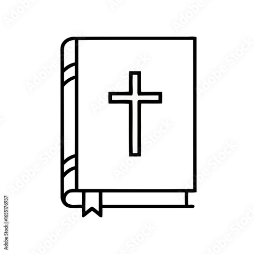 Bible Outline with Cross Symbol on Cover Depicting Faith and Christian Religion