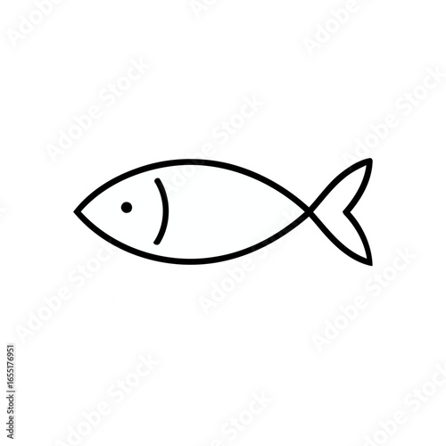 Simple Line Drawing of a Fish with Minimalist Design and Symbolic Representation