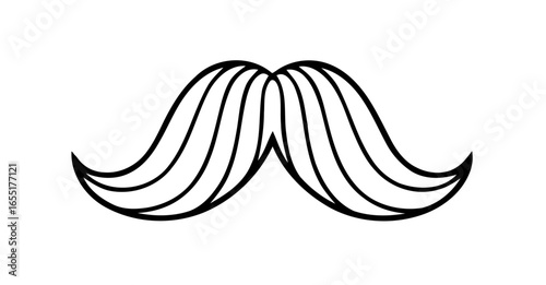 Detailed line drawing of a handlebar mustache on a white background