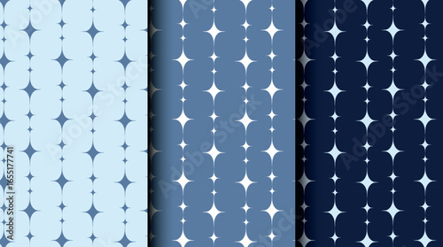 Vector set of Christmas seamless patterns in three color variations. Ideal for holiday packaging, gift wrap, and festive stationery.